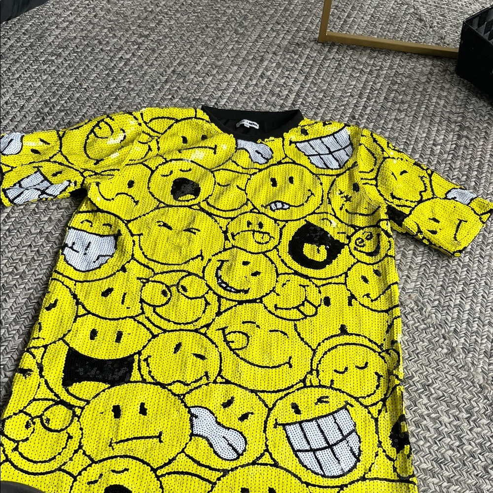 Fashion Nova Black Sweater with Yellow Sequin Emoji Detail